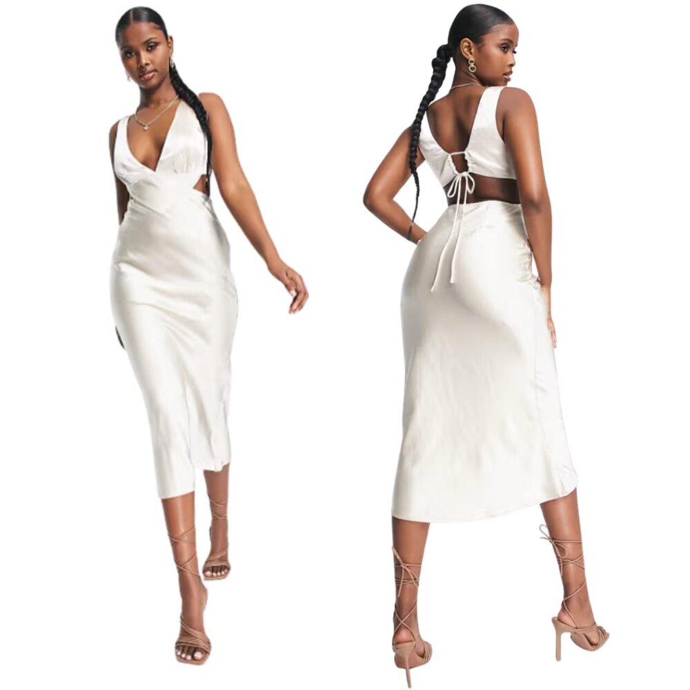 NEW Women's Dress, Satin Cutout Midi Dress, Parallel Lines Brand Size S